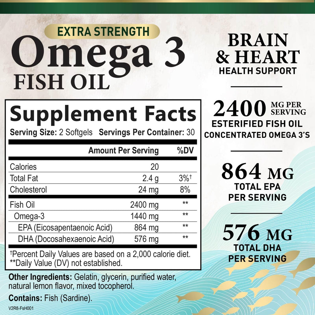 2400mg Omega 3 Fish Oil Softgels Q9620