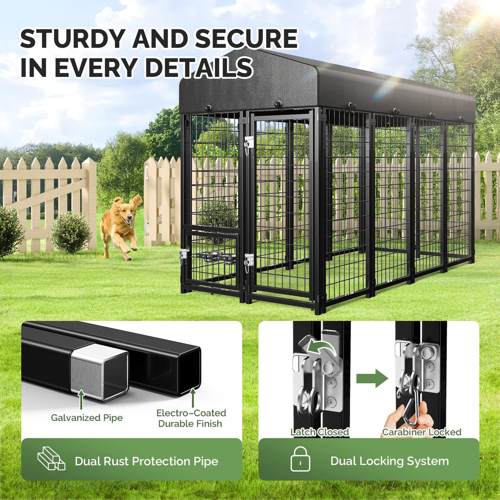 8x4x6FT Outdoor Dog Kennel with Doggy Door M72078