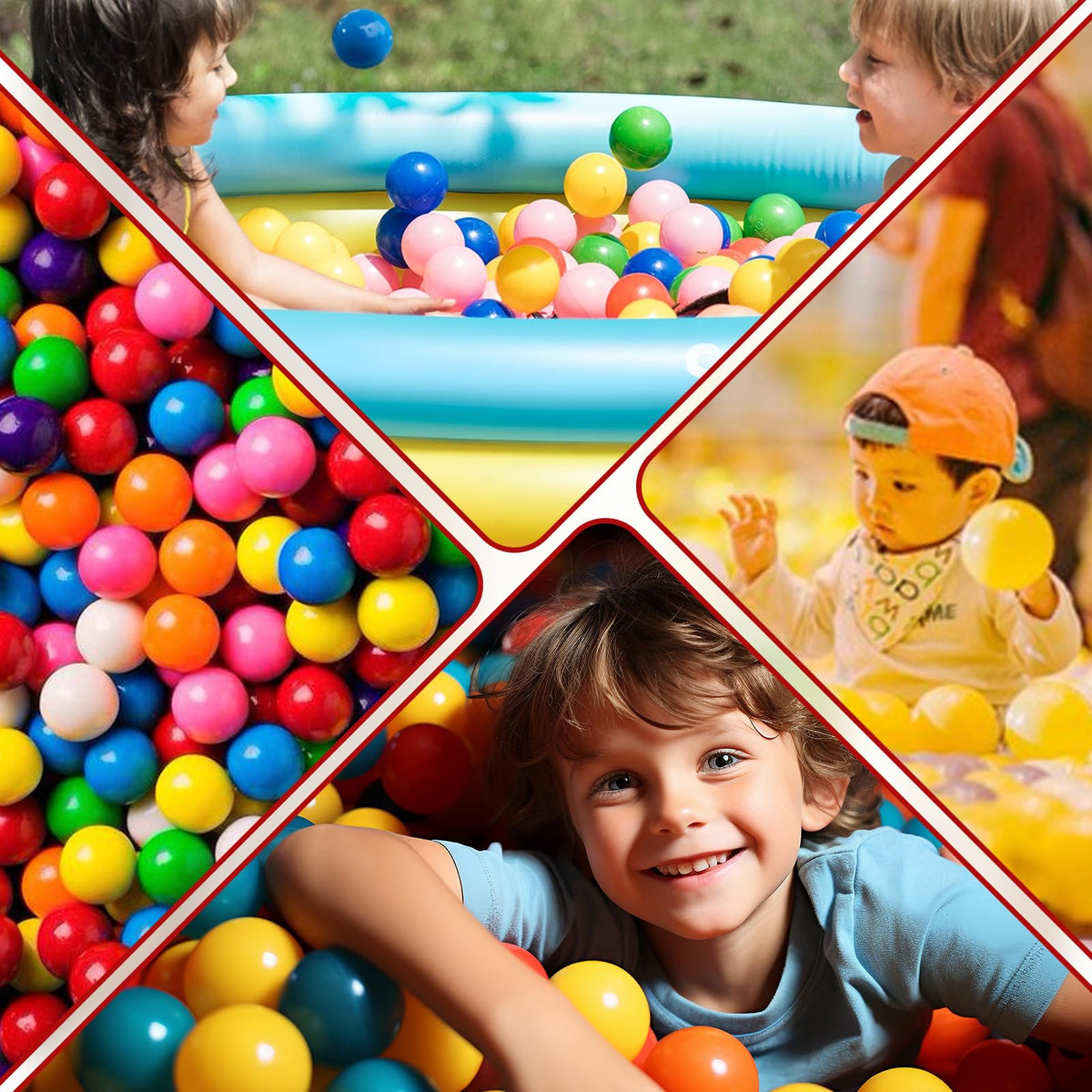 100pcs Crush Proof Plastic BPA Free Non-Toxic Play Balls R22990