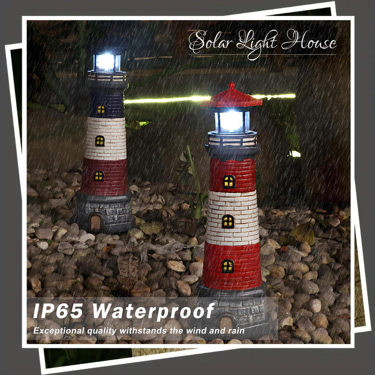 Solar Outdoor Lighthouse Garden Statue Z959