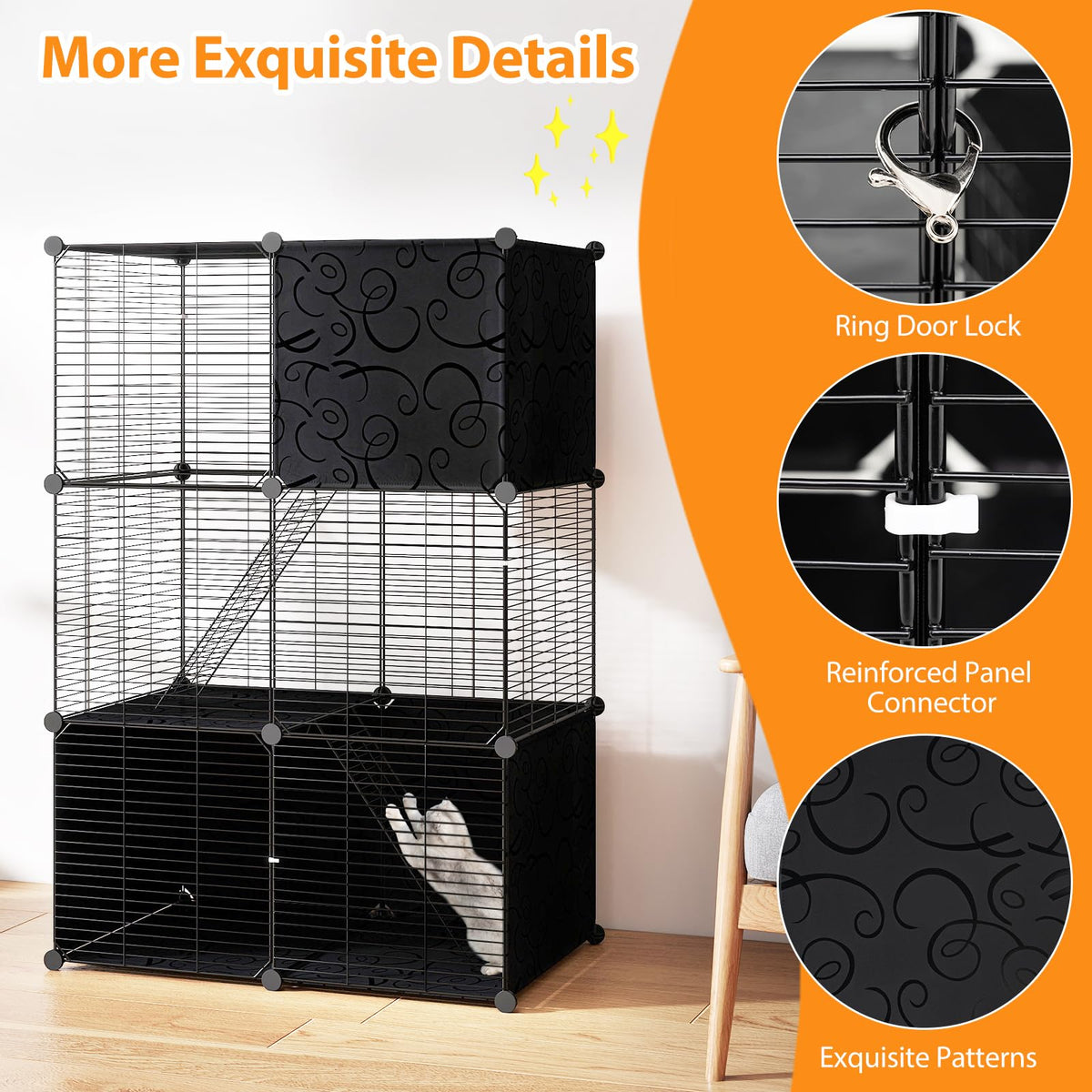 3-Tier Detachable Metal Wire Cat Cage O5419