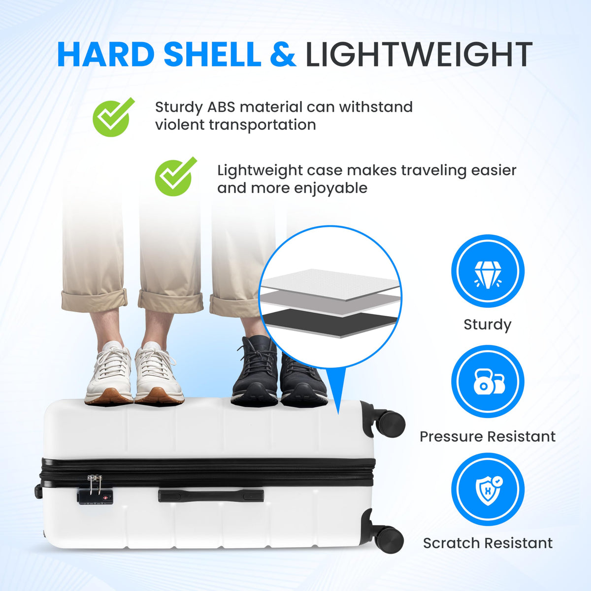 20 Inch White Hardside Carry On Luggage D522950