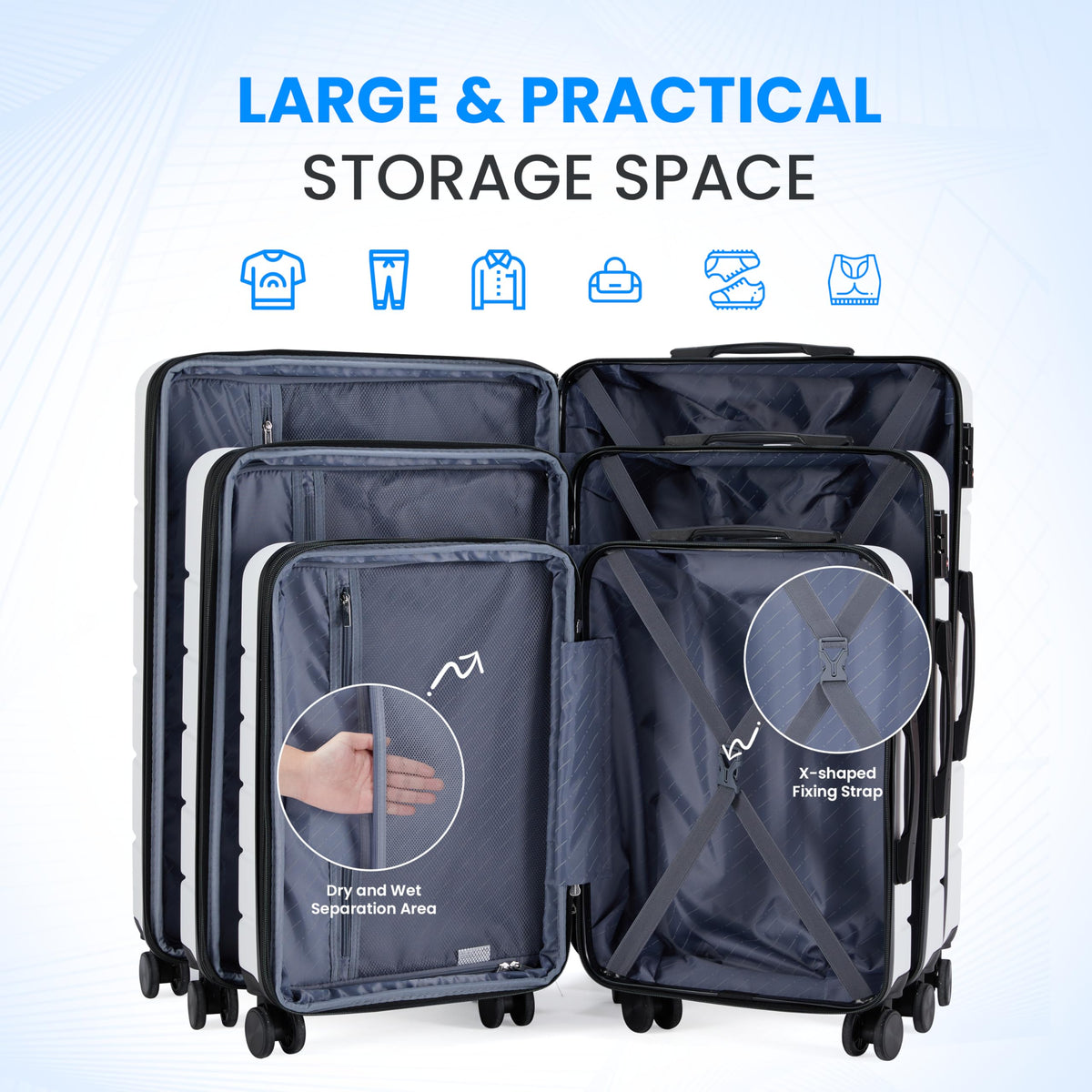 20 Inch White Hardside Carry On Luggage D522950