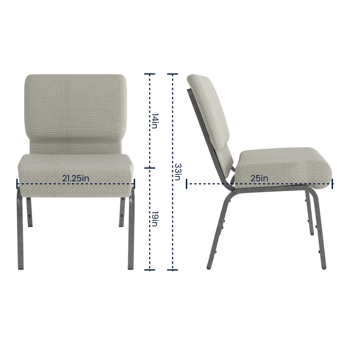 Gray Dot Fabric Stacking Church Chair I752