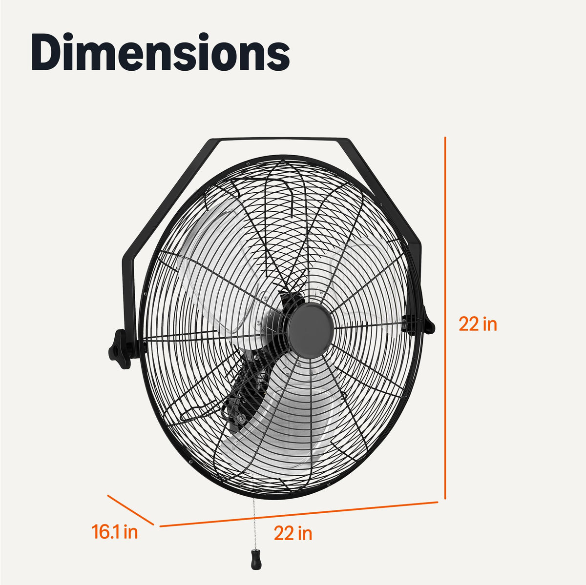 18" Indoor Wall-Mounted Industrial Fan with Three Speeds N58048