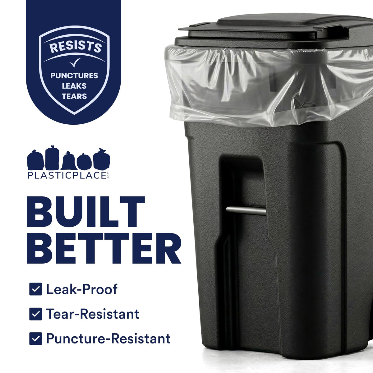95-96 Gallon 2 Mil Clear Heavy Duty Trash Bags 25 Count Q3332