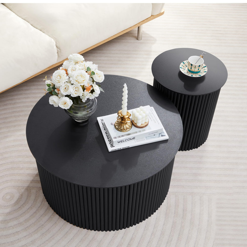 Fluted Round Nesting Coffee Table Set of 2 N858901