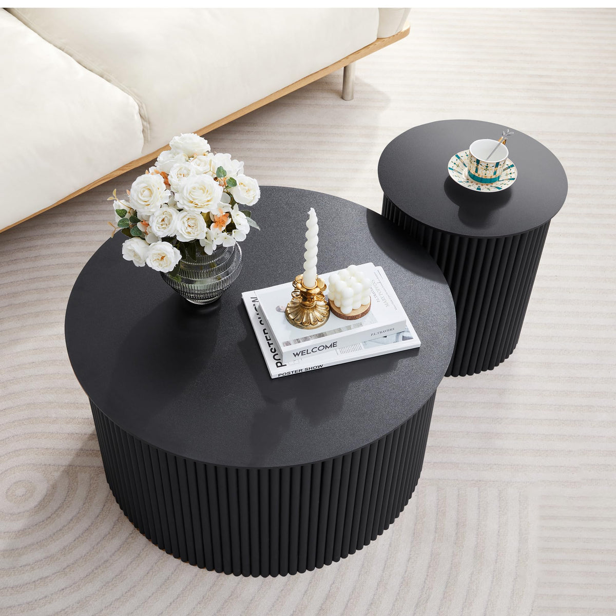 Fluted Round Nesting Coffee Table Set of 2 N858901