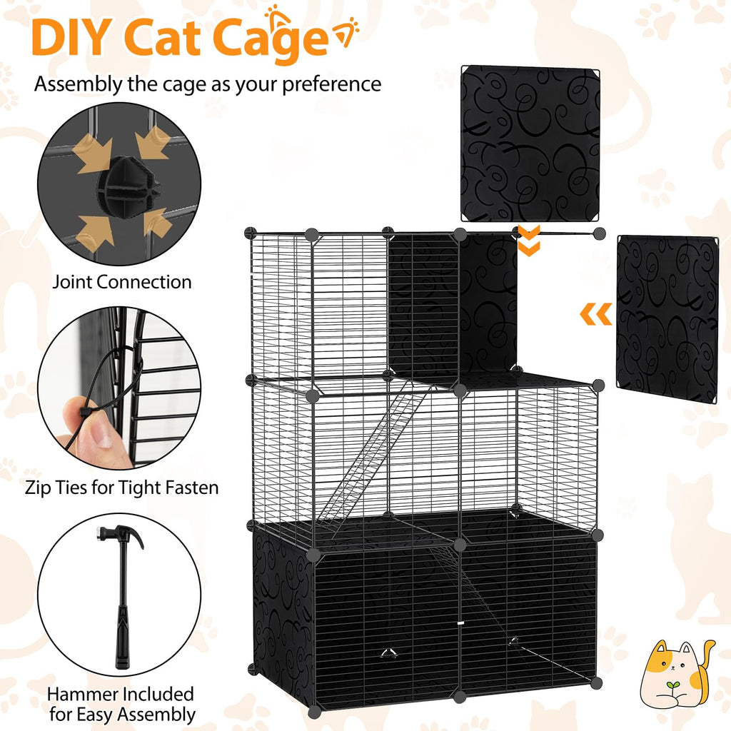 3-Tier Detachable Metal Wire Cat Cage O5419