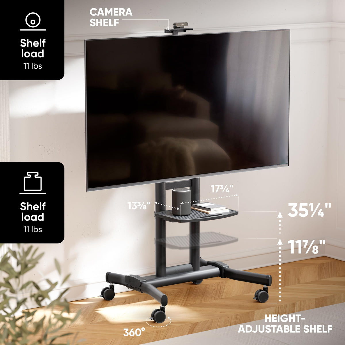 Black Mobile TV Stand 50-90 Inch Y220