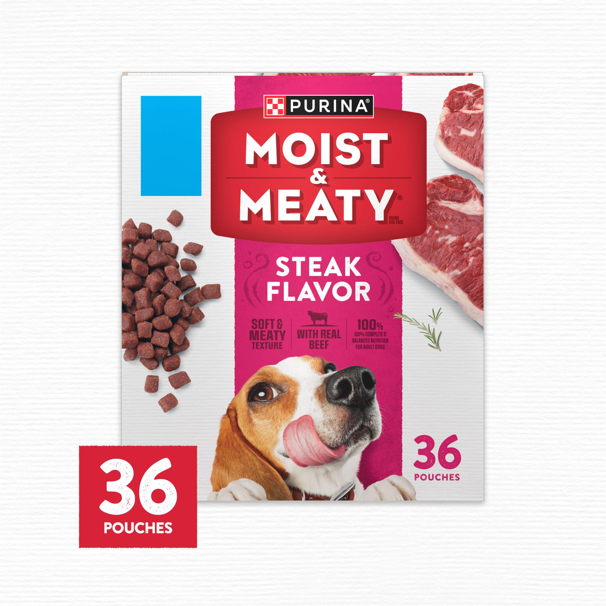 Moist & Meaty Soft Dog Food Pouches, 36 ct T92101