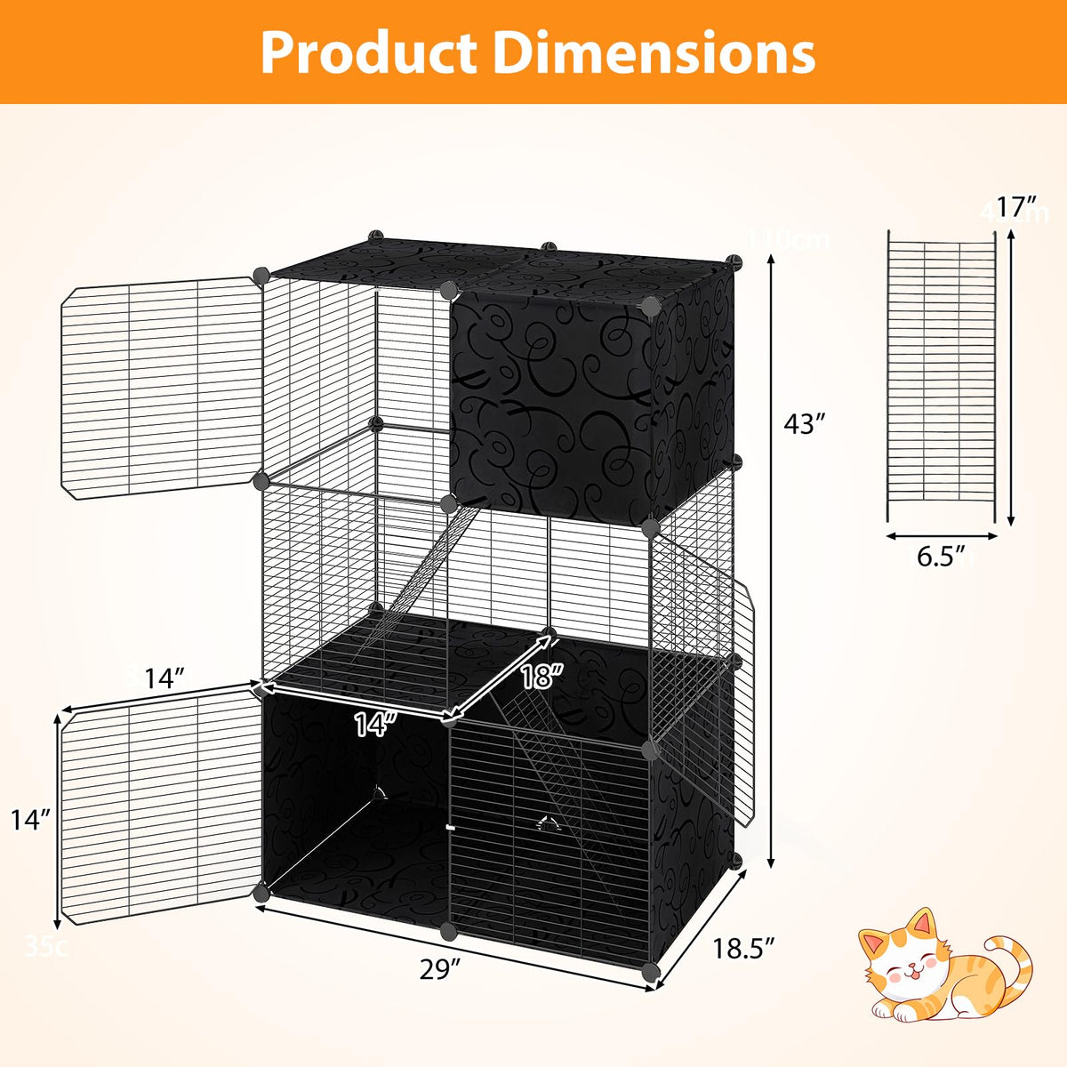3-Tier Detachable Metal Wire Cat Cage O5419