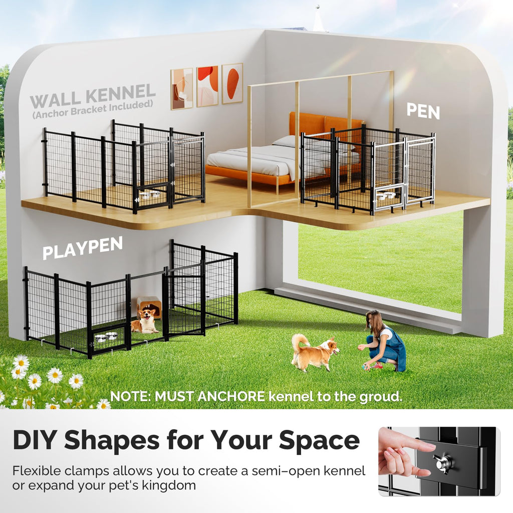 8x4x6FT Outdoor Dog Kennel with Doggy Door M72078