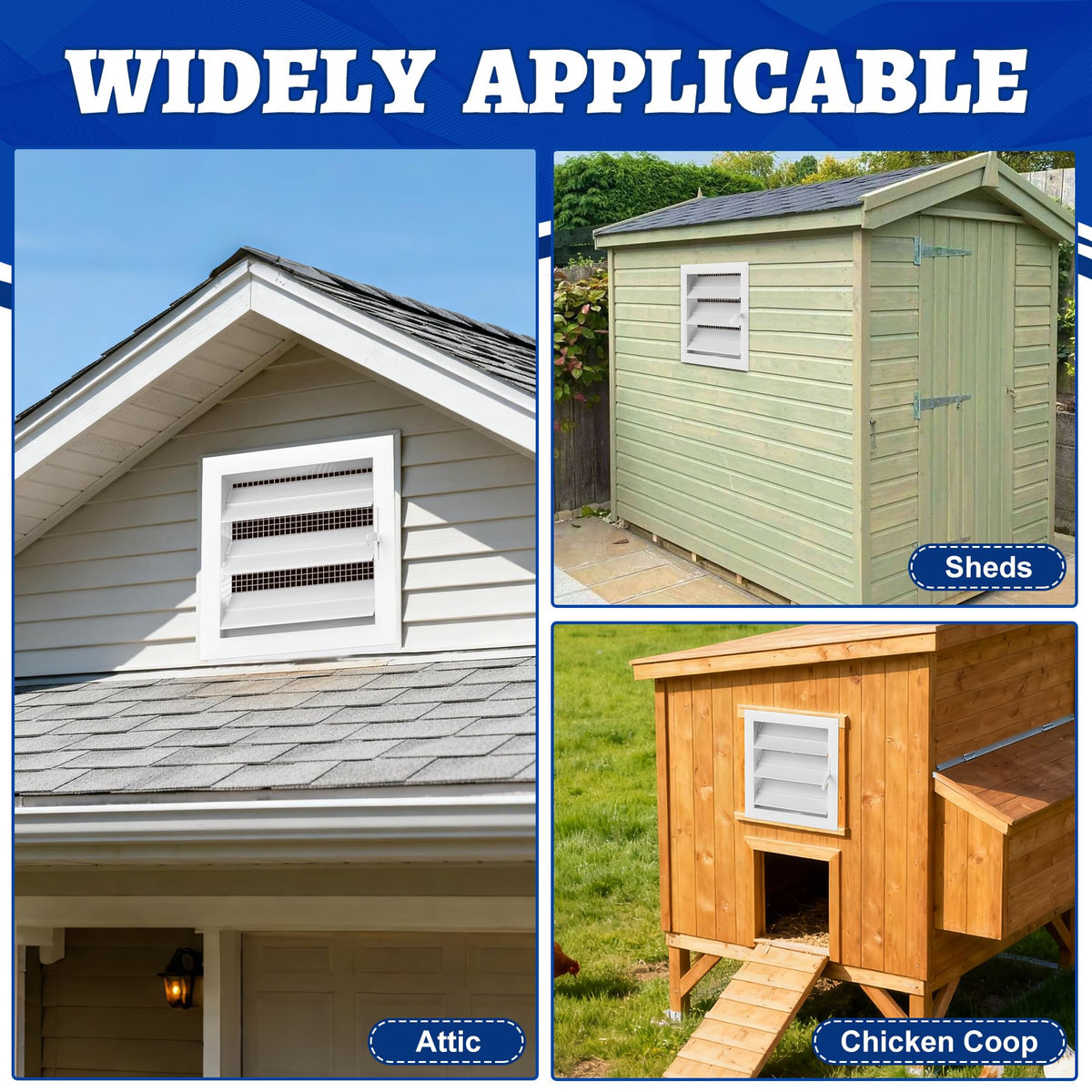 Adjustable Aluminum Alloy Gable Vent with Mesh Screen X73401