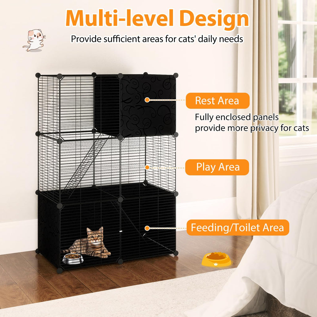 3-Tier Detachable Metal Wire Cat Cage O5419
