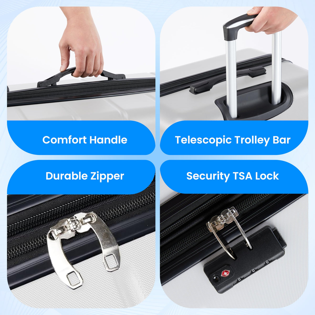20 Inch White Hardside Carry On Luggage D522950