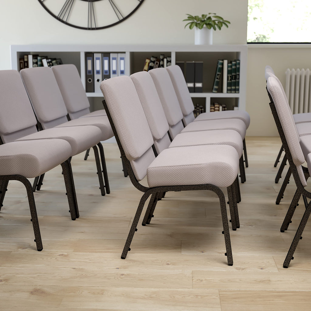 Gray Dot Fabric Stacking Church Chair I752