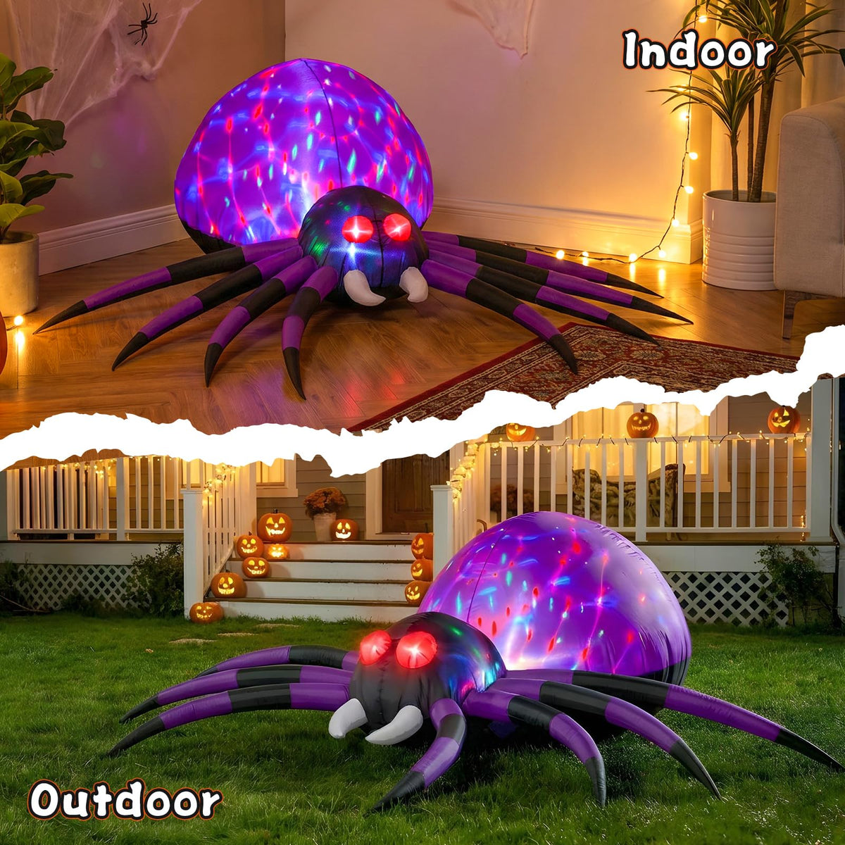 6 FT Inflatable Spider Outdoor Decoration with LED Lights Y430113