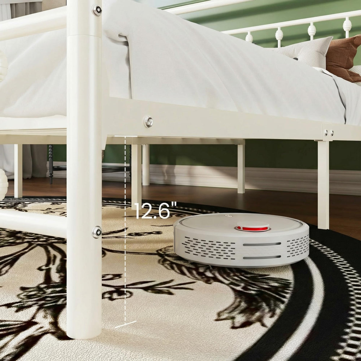 Twin Metal Bed Frame with Victorian Iron-Art Headboard T89137