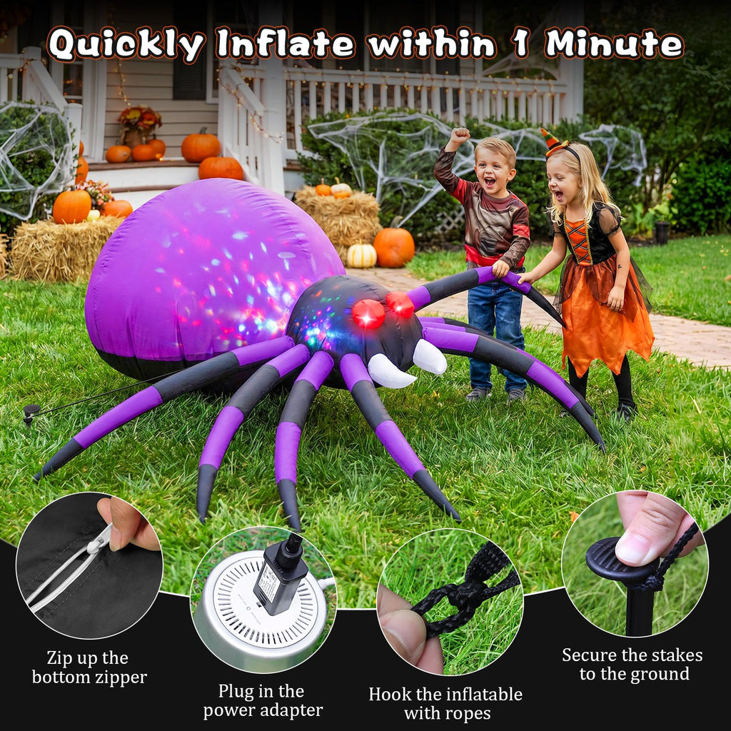 6 FT Inflatable Spider Outdoor Decoration with LED Lights Y430113