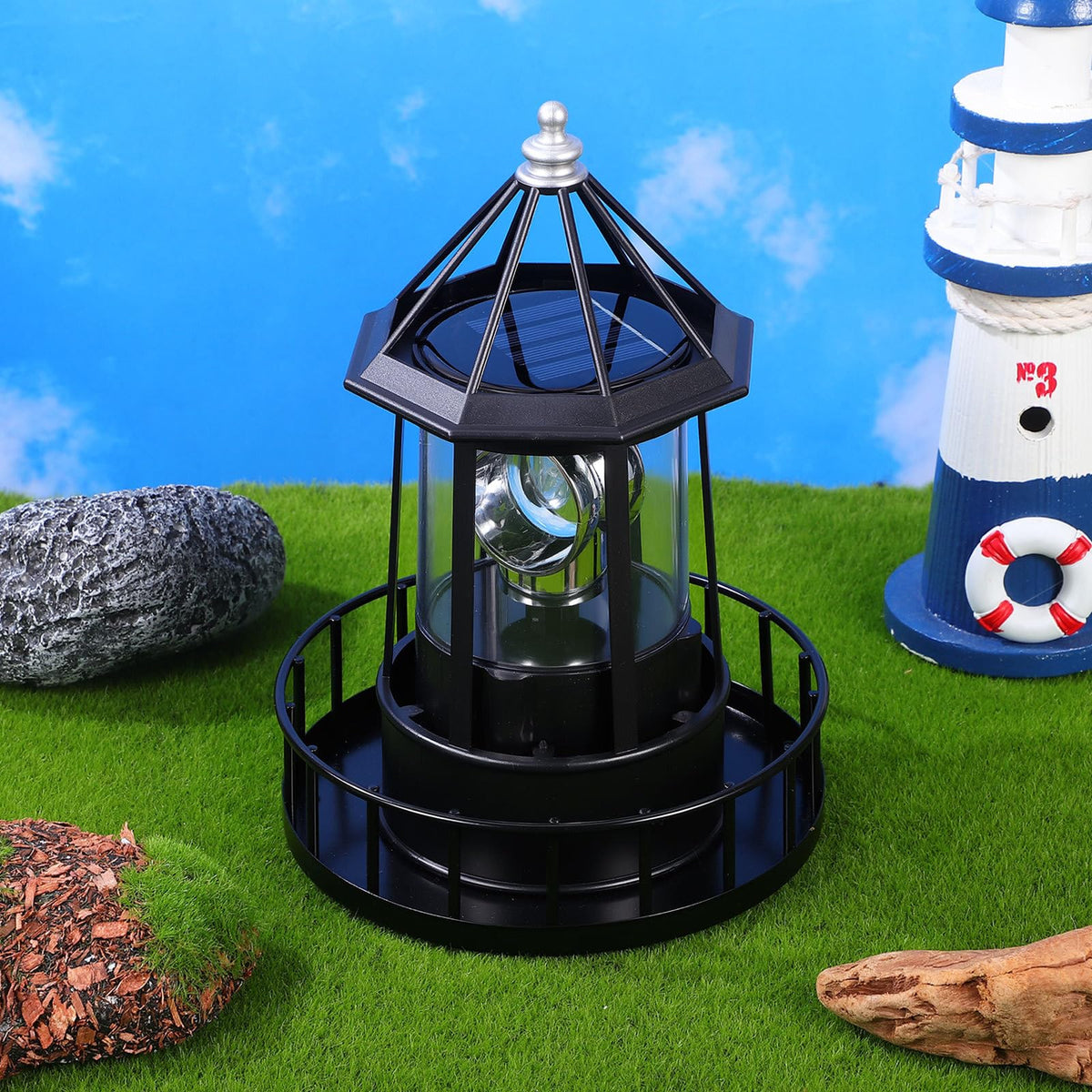 Solar Powered Rotating Lighthouse Decor Lamp S393