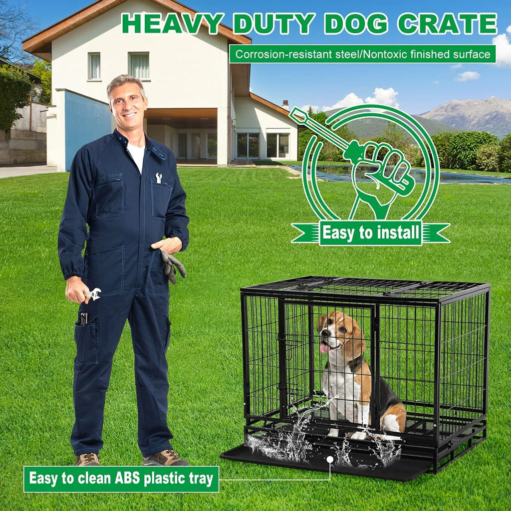 48 inch XXL Heavy Duty Dog Kennel with Wheels A5792