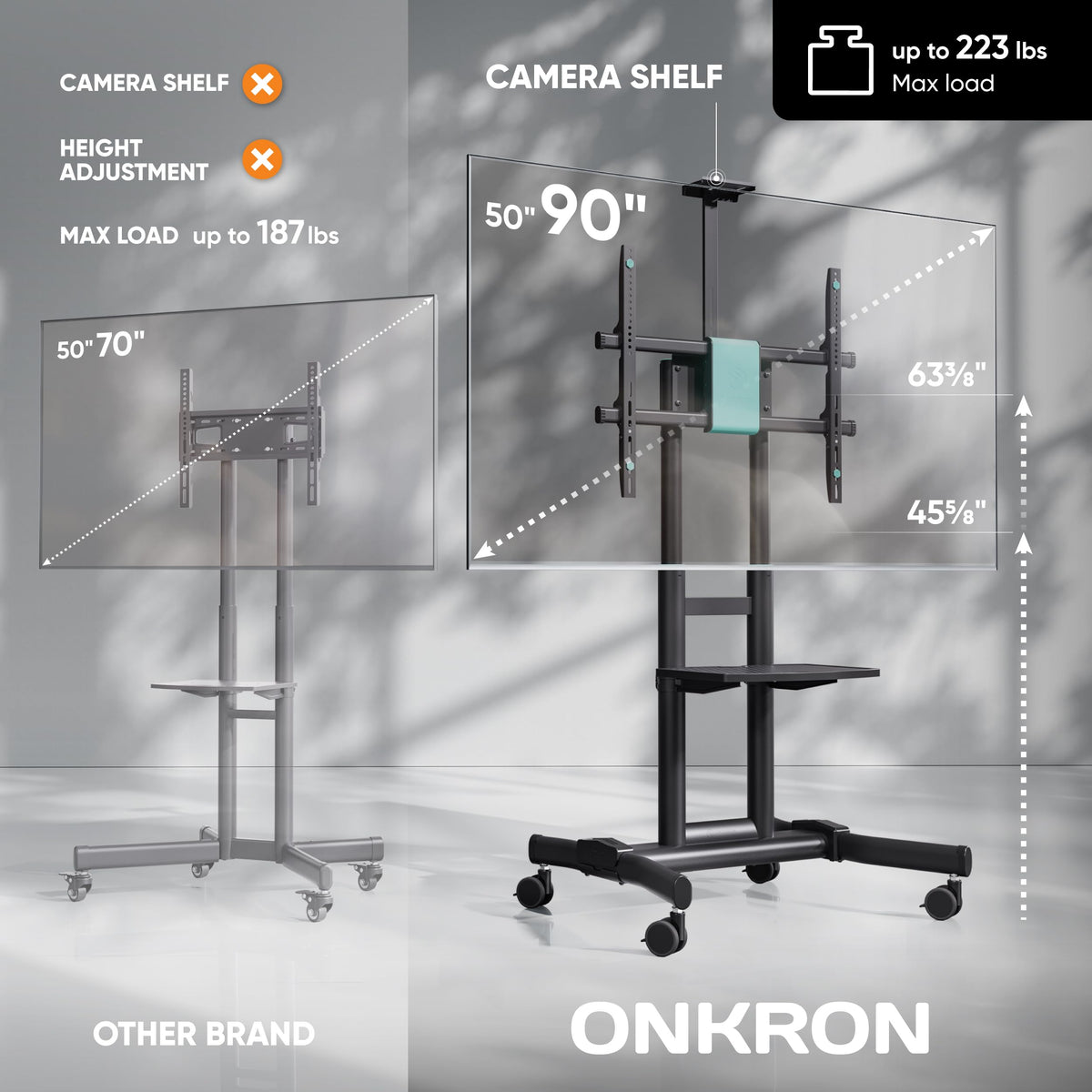 Black Mobile TV Stand 50-90 Inch Y220
