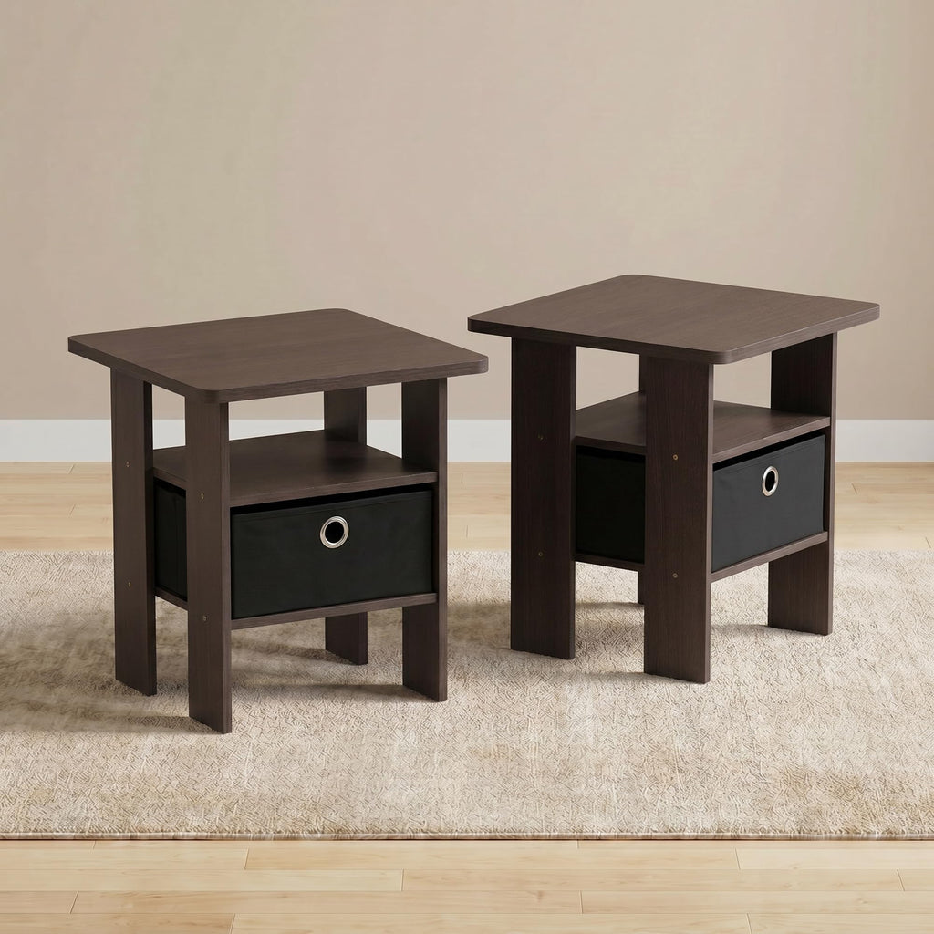 Brown 3-Tier Square Side Table Set of 2 S4651