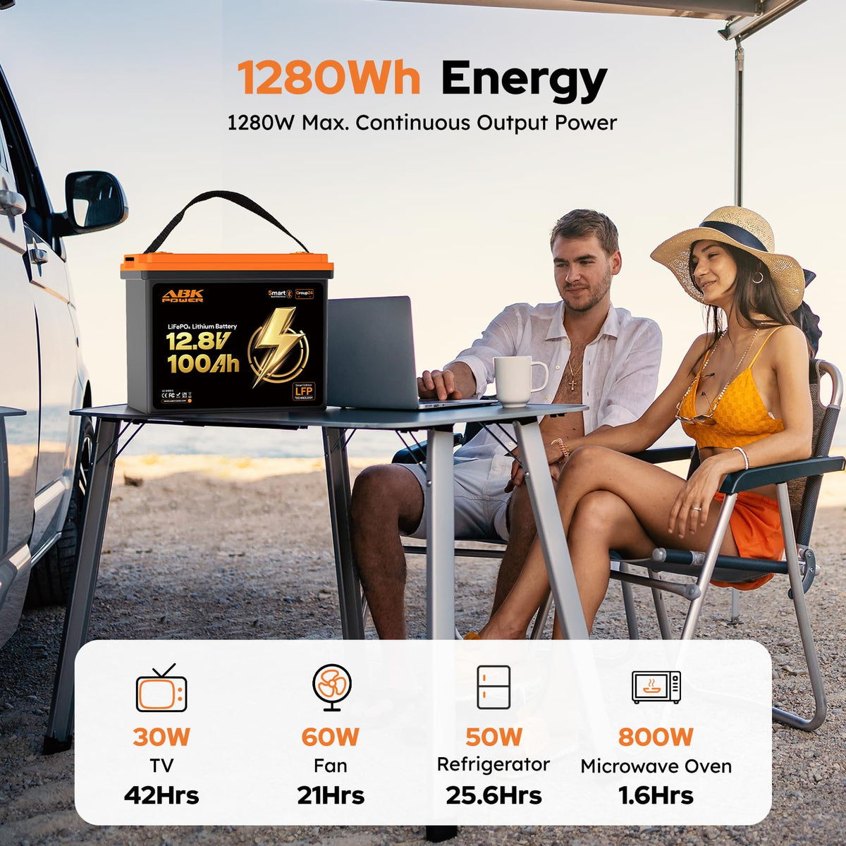 12V 100Ah LiFePO4 Lithium Battery with Bluetooth Monitoring & Low-Temp Protection V156