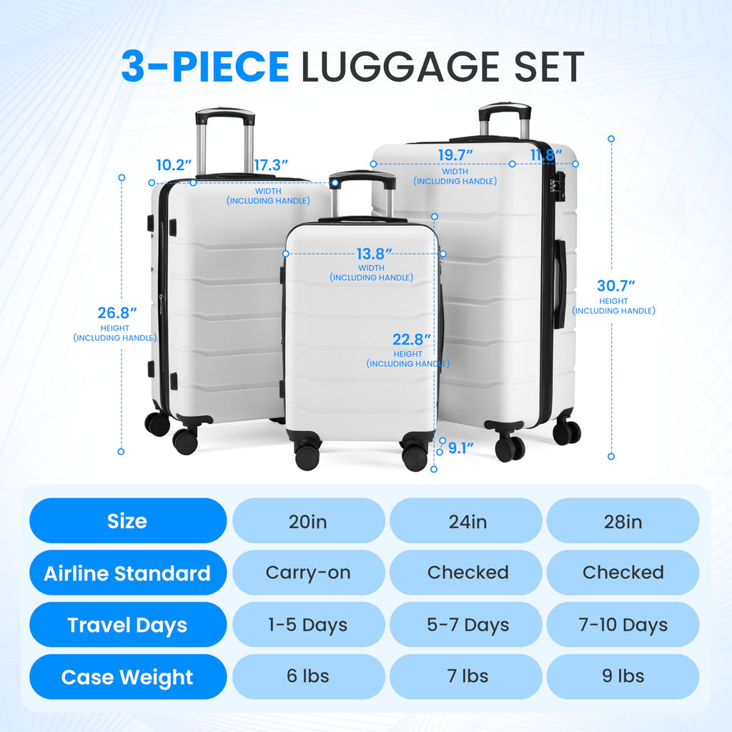 20 Inch White Hardside Carry On Luggage D522950