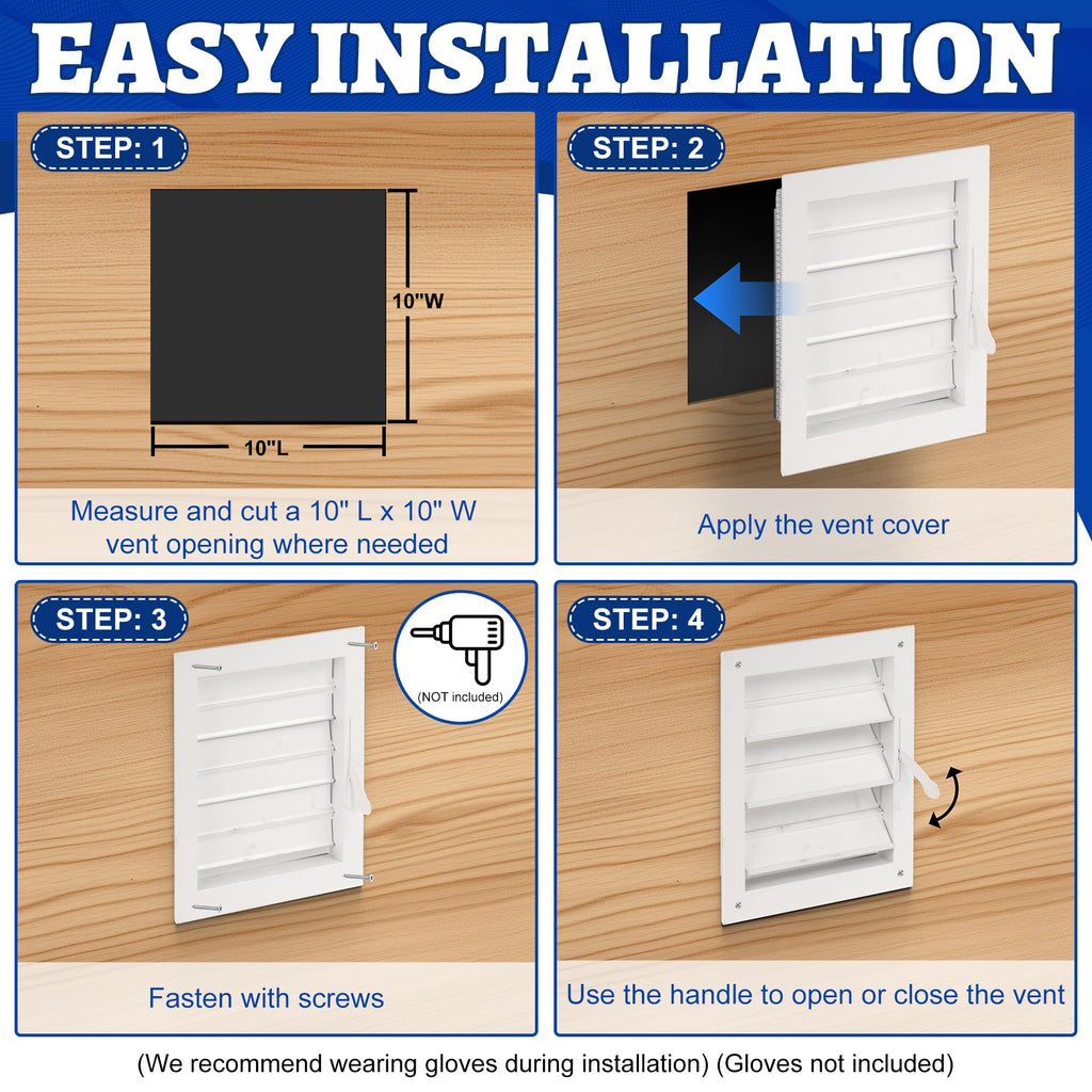 Adjustable Aluminum Alloy Gable Vent with Mesh Screen X73401