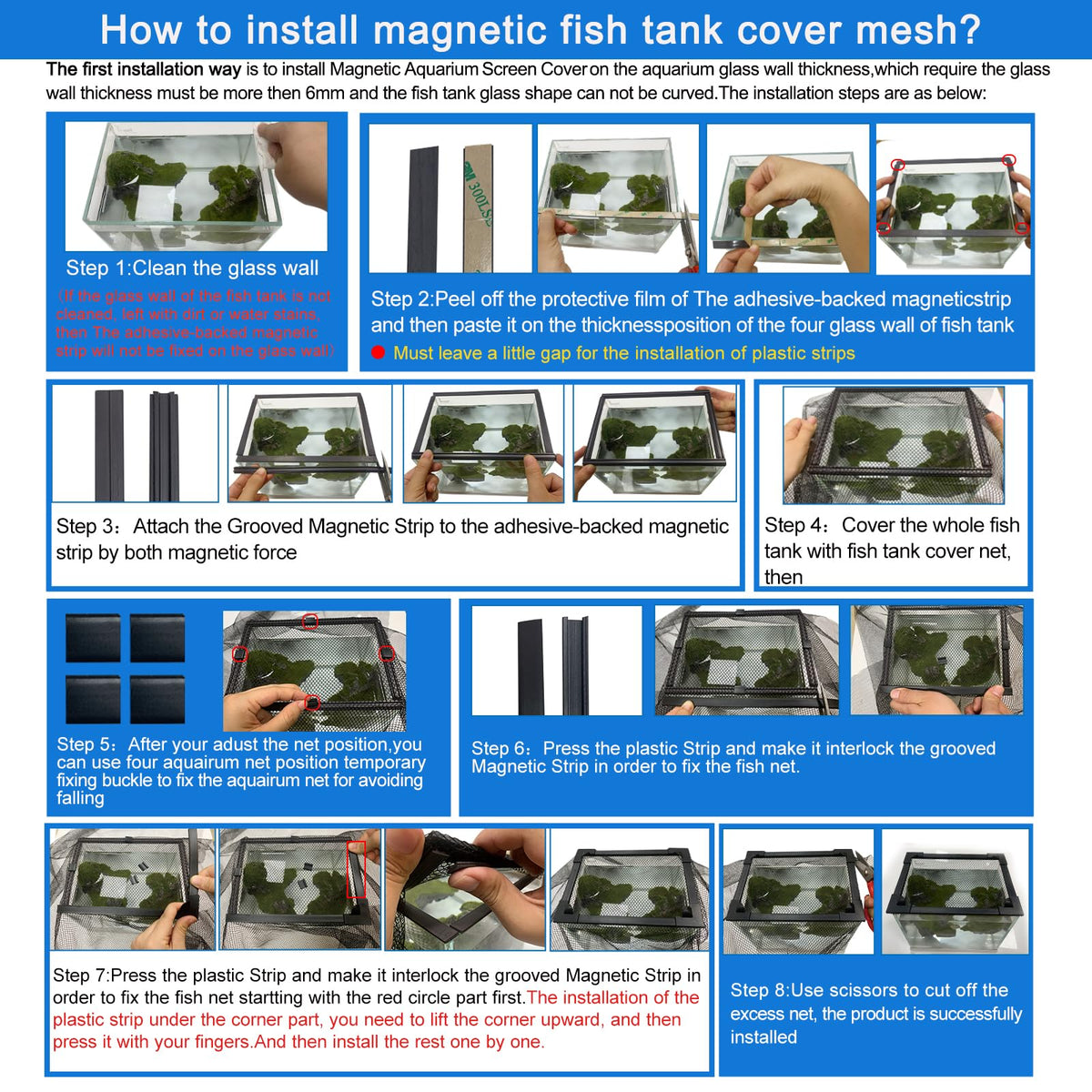 Magnetic Aquarium Anti-Jumping Net Cover D3610