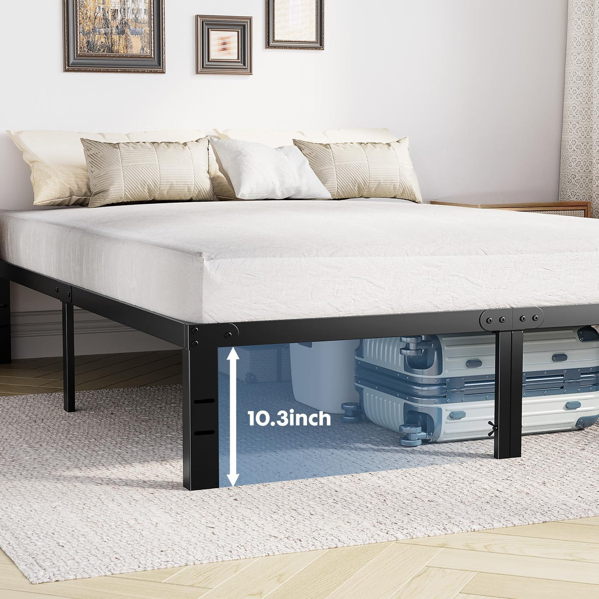 Queen 12 Inch Metal Platform Bed with Storage W461806