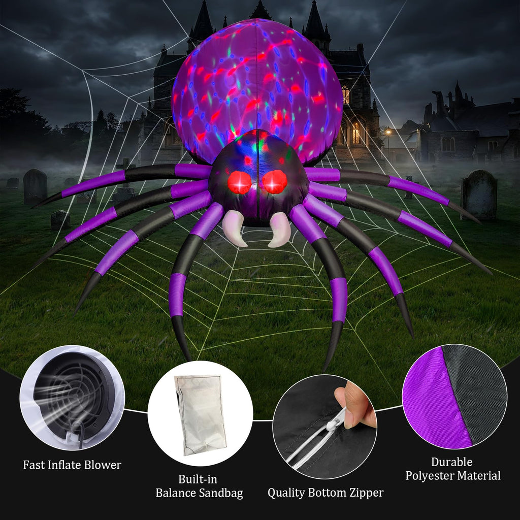 6 FT Inflatable Spider Outdoor Decoration with LED Lights Y430113