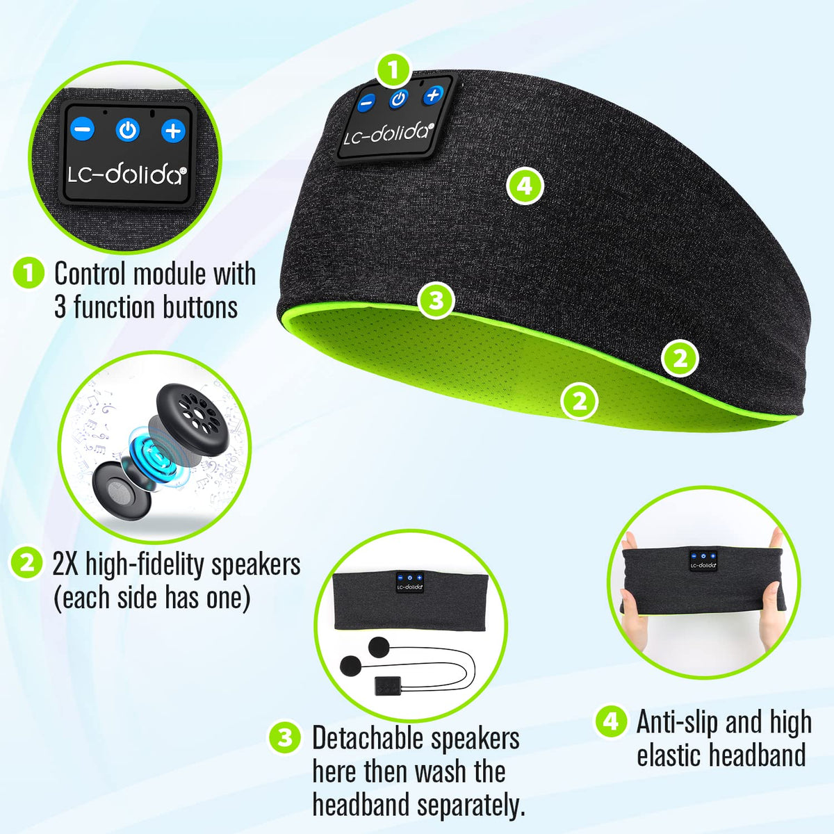 Wireless Bluetooth Headband Headphones Sleep Mask T510884