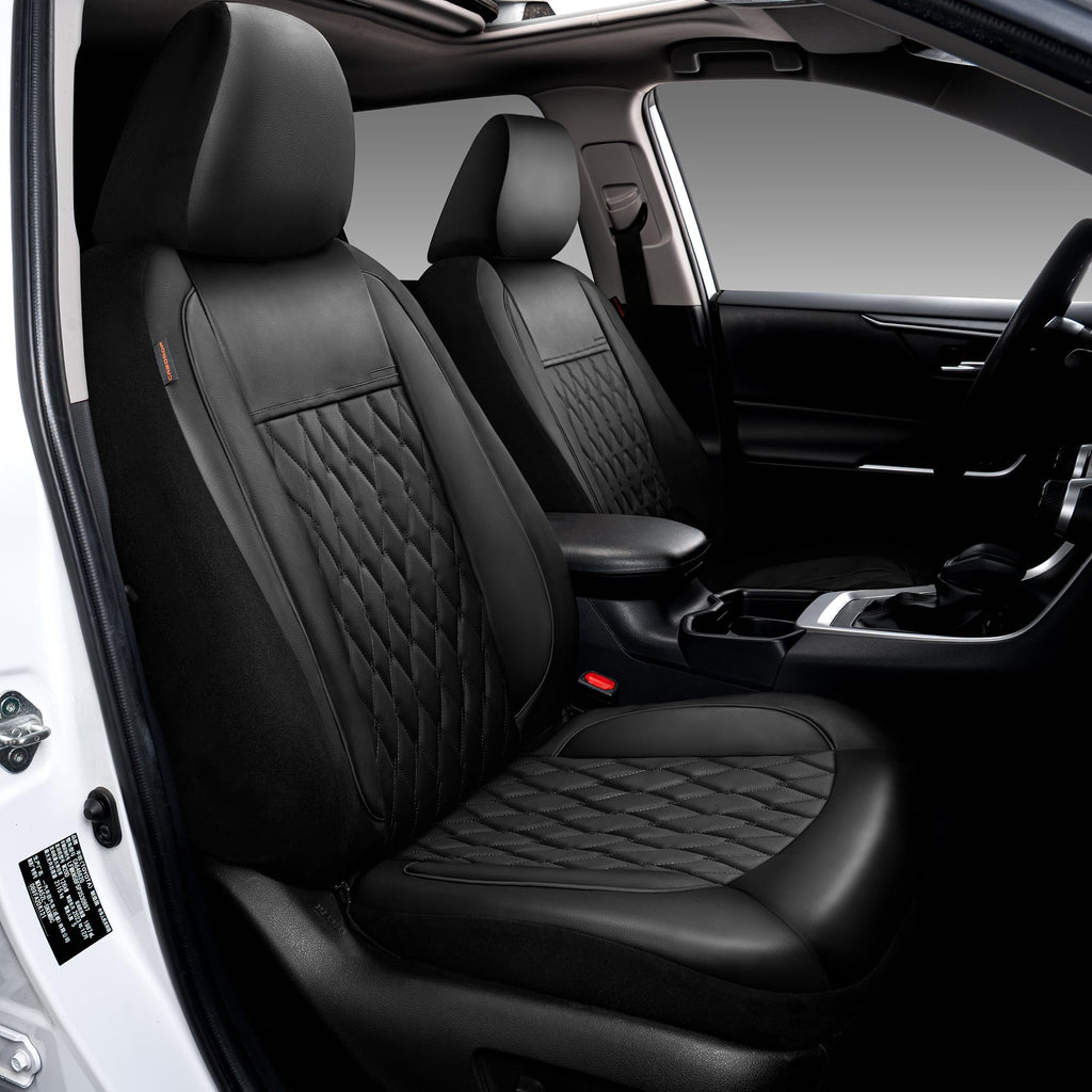 Faux Leather Car Seat Covers Full Set 5-Seat Black A298