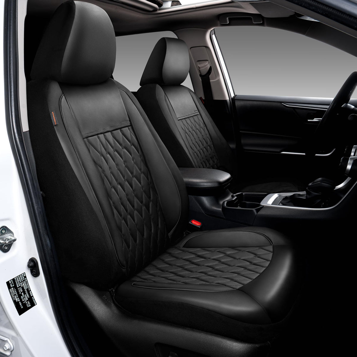 Faux Leather Car Seat Covers Full Set 5-Seat Black A298