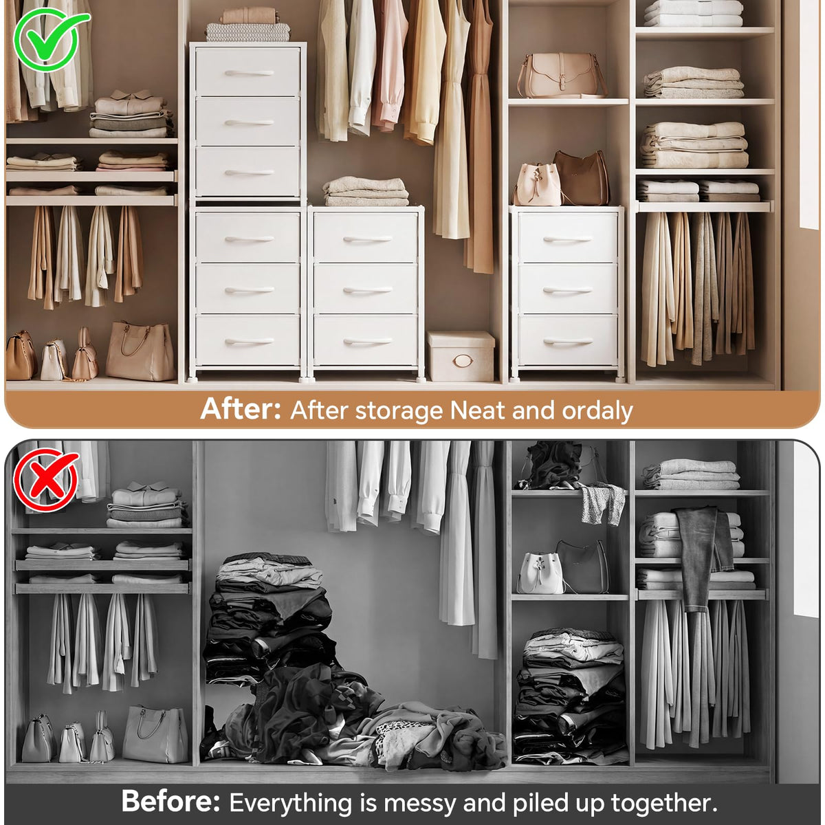 2-Pack Stackable 3-Tier Fabric Storage Drawers P69753