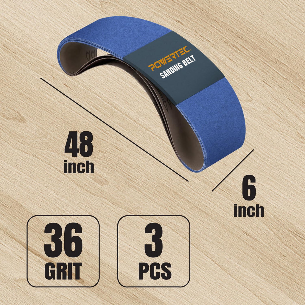 6 x 48 Inch 36 Grit Zirconia Sanding Belts 3PK R659030