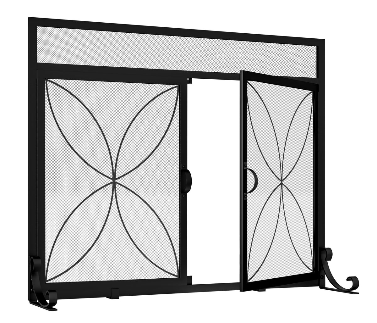 Black Metal Fireplace Screen Magnetic Doors P5102