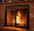 Black Metal Fireplace Screen Magnetic Doors P5102