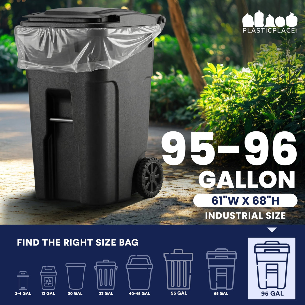95-96 Gallon 2 Mil Clear Heavy Duty Trash Bags 25 Count Q3332